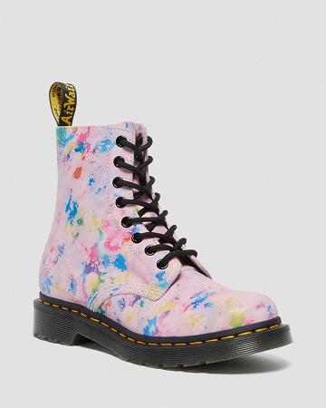 Dr Martens 1460 Pascal Confetti Suede Veterlaarzen Dames Roze | NL 592LIS